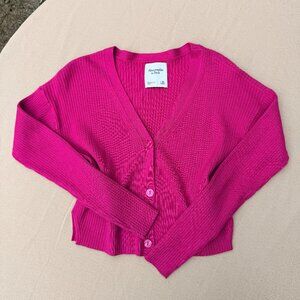 Abercrombie & Fitch Pink Ribbed Knit Cardigan
